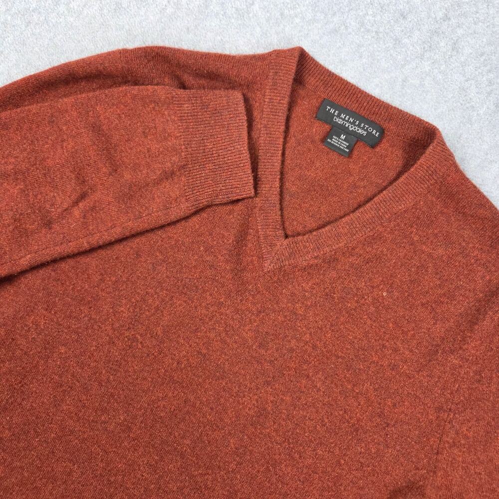 The Men's Store Bloomingdale's Medium 100% Cashmere Burnt Orange V Neck Sweater